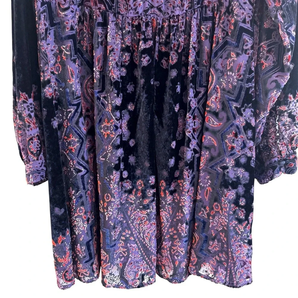 Free People Boho‎ Mirror, Mirror Long Sleeve Burnout Velvet Minidress, Medium